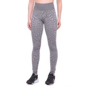 RYKA Seamless Animal Print Leggings Jacquard High Rise Stretch Light Grey NEW